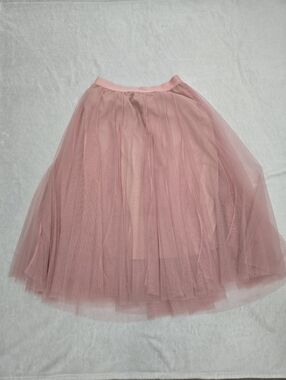 Pink long tulle tutu skirt